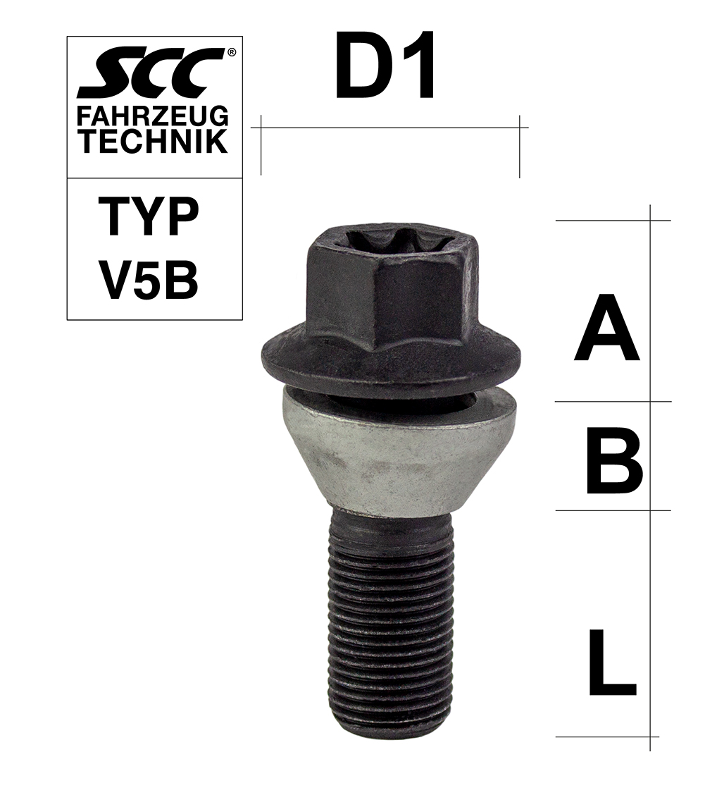 Radschraube M14X1,25 Kegel 60° zweiteilig Typ V5B - L: 28 mm