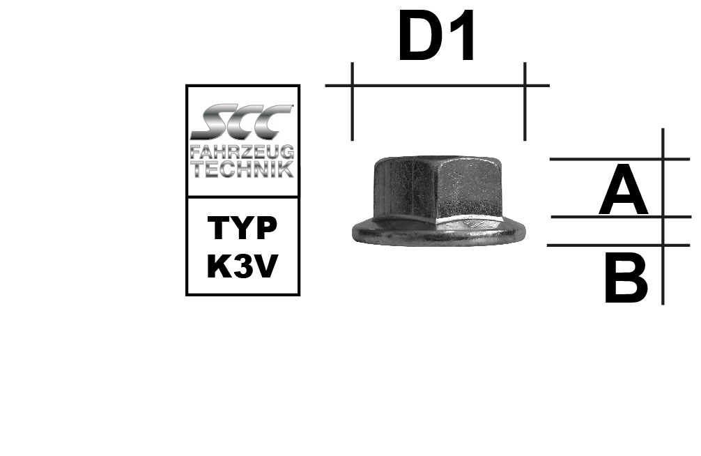 Radmutter M16X1,5 Flachbund Typ K3V - H: 16 mm