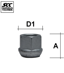 Radmutter M22X1,5 Kugelbund Radius 18 Typ T15G - H: 30 mm 