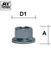 Radmutter M14X1,5 Flachbund Typ T7V - H: 17 mm