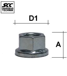 Radmutter M16X1,5 Flachbund Typ T8V - H: 17 mm