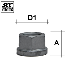 Radmutter M22X1,5 Flachbund Typ T11G - H: 22 mm