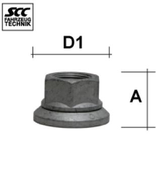 Radmutter M22X1,5 Flachbund Typ T2G - H: 27 mm 