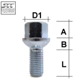 Radschraube M12X1,5 Kugel R12 Typ N4V - L: 21 mm