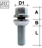 Radschraube M14X1,5 Kugel R14 zweiteilig Typ N2V - L: 35 mm